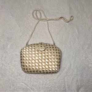 Vintage Cream Satin Woven Clutch/purse